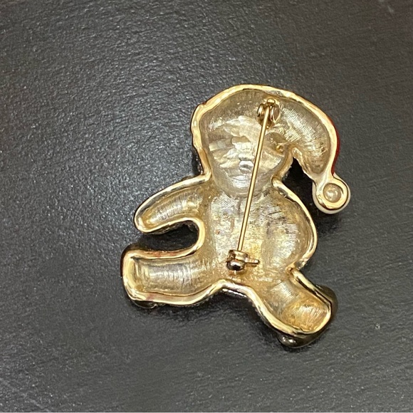 Vintage Unsigned Bling Sparkly Pavé Enameled Christmas Bear Brooch - Picture 5 of 9